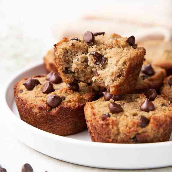 Almond flour muffins on a plate.