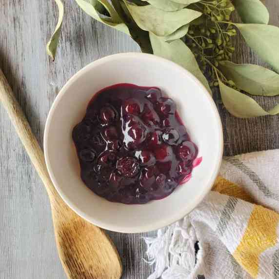 blueberry sauce in a bowl.