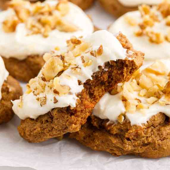 These cake mix carrot cake cookies are made from a simple box mix and a little sour cream to add ext