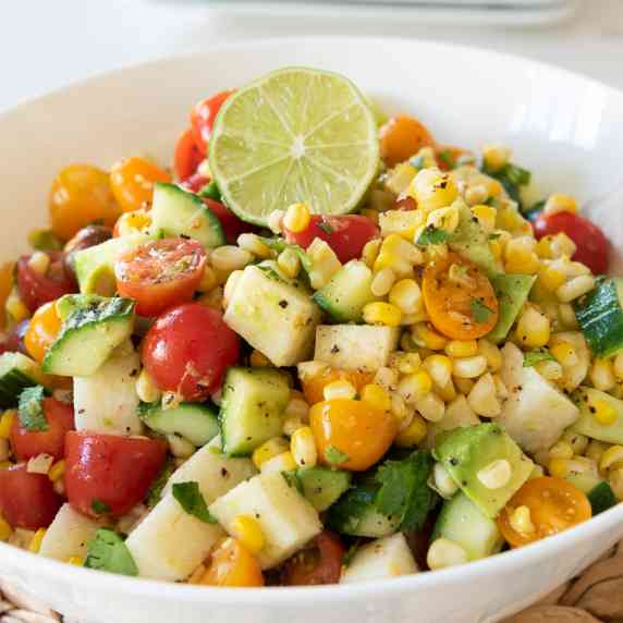 Grilled corn and avocado salad with lime vinaigrette
