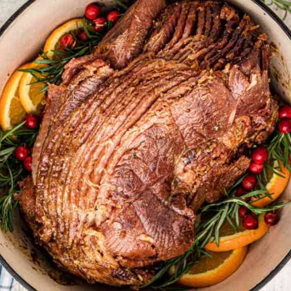 Maple Mustard Glazed Dutch Oven Ham