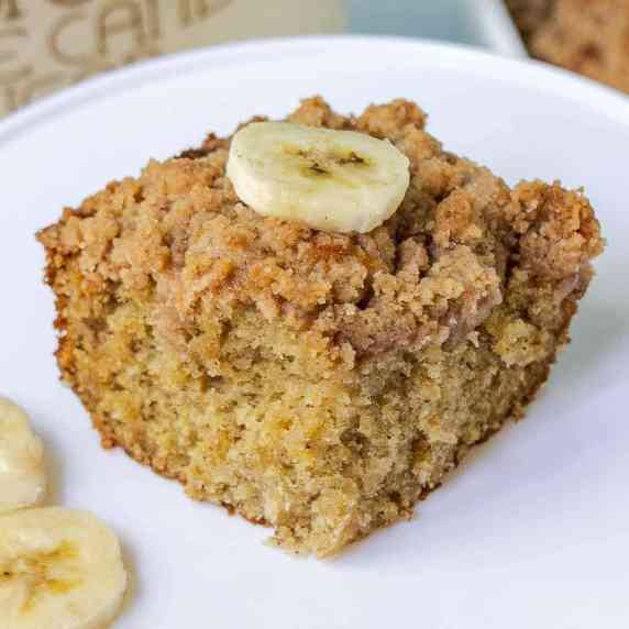 Banana bread coffee cake with crumble topping