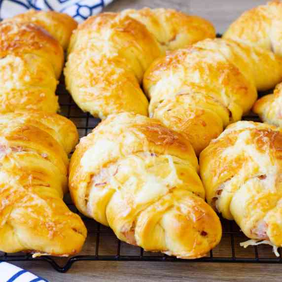 Croissants with ham and cheese