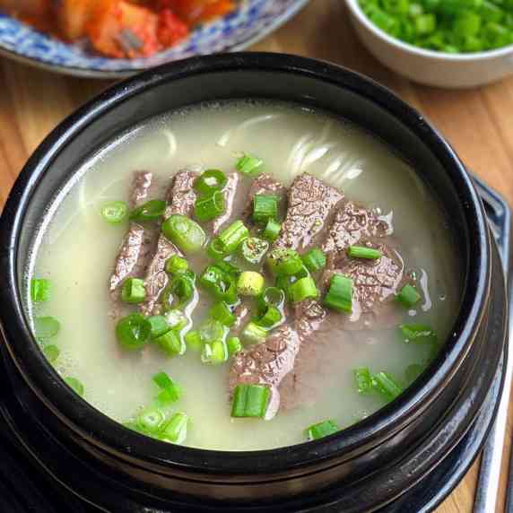 hot bowl of Korean ox bone soup