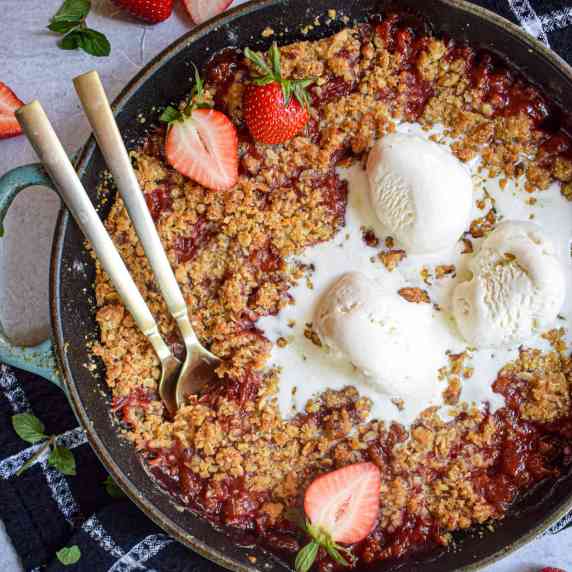 strawberry rhubarb crumble or crisp by the Jam Jar Kitchen 
