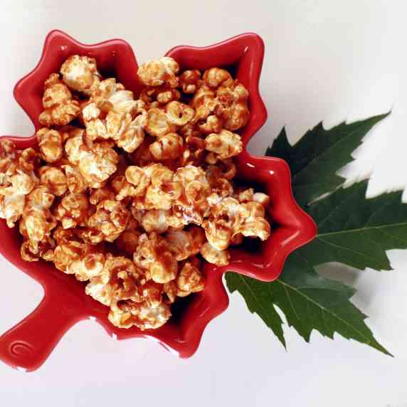 A bowl of maple syrup popcorn.