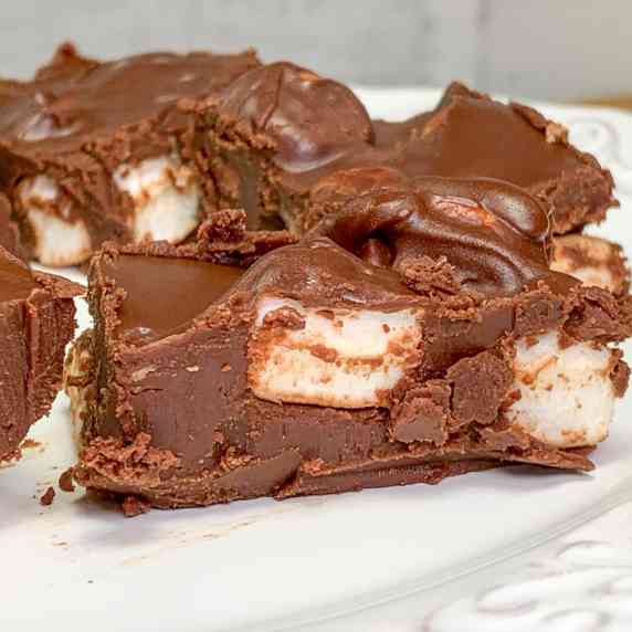 Marshmallow Chocolate Squares on a plate