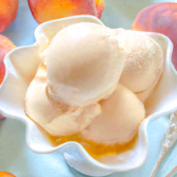 peach ice cream in bowl without dairy