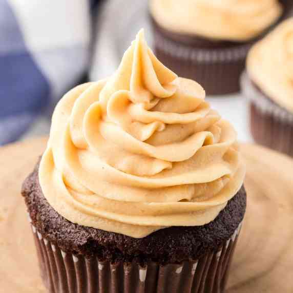 This fluffy peanut butter frosting is certainly swoon-worthy, so much so that you can eat it by the 