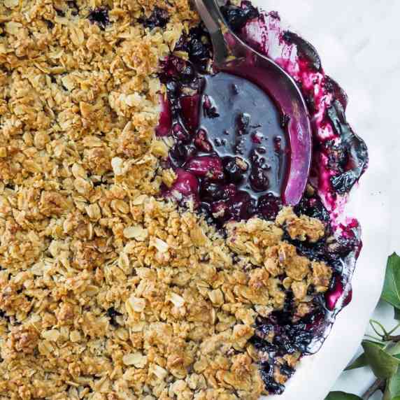 Blueberry and pear crumble.