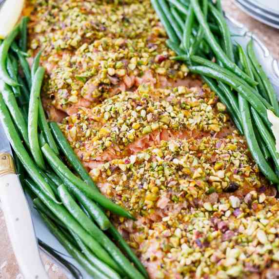Platter with Pistachio Crusted Salmon