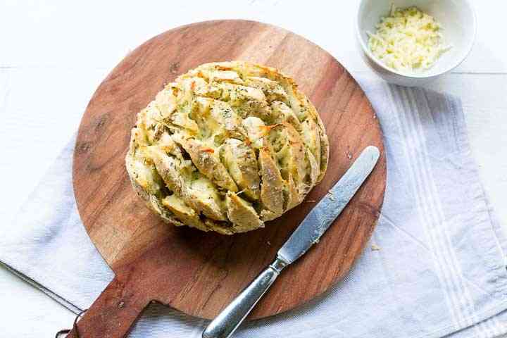 Pull apart bread with garlic butter