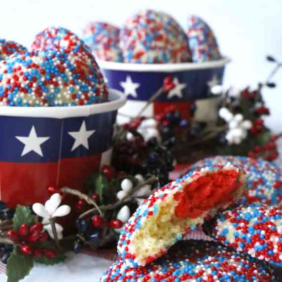 Red, white and blue sprinkle cookies.