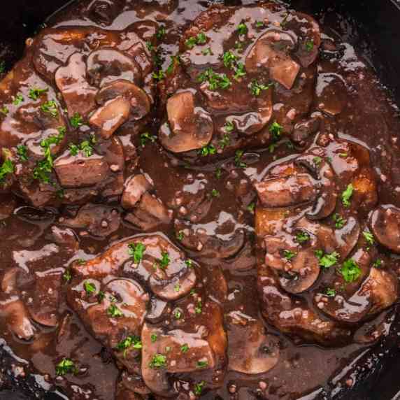 Full-bodied Marsala wine pairs beautifully against delicate veal cutlets. Toss in some mushrooms and