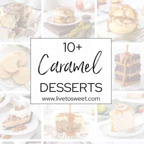Collage of caramel desserts.