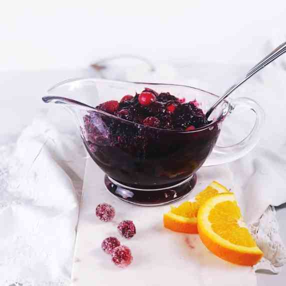cranberry sauce in serving container