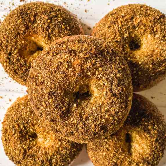 bagels coasted with with Cheddar Za'atar 