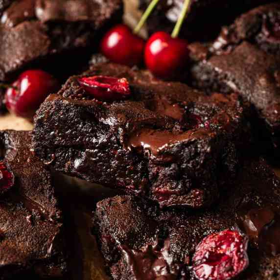 slices of fudgy cherry brownies