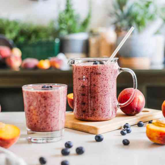 Peach Blueberry Smoothie without Yogurt or Banana