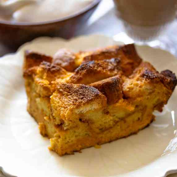Baked Pumpkin French Toast with Brown Sugar Sauce