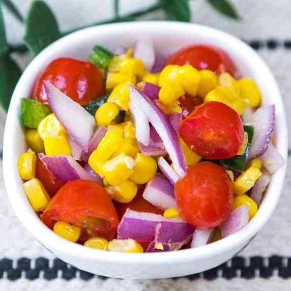 Roasted corn salsa in a bowl.