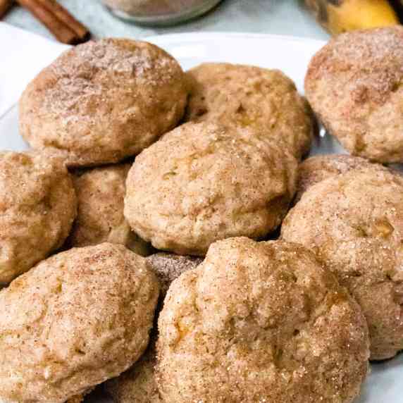 soft banana snickerdoodle cookies in a bowl