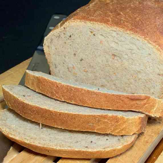 Sourdough Rye Sandwich Bread closeup sliced