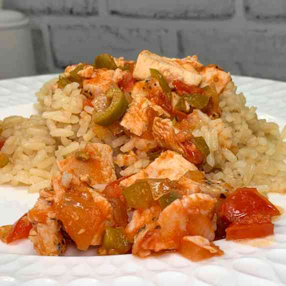 turkey ropa vieja on a bed of rice