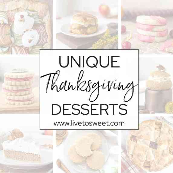 Collage of unique thanksgiving desserts.