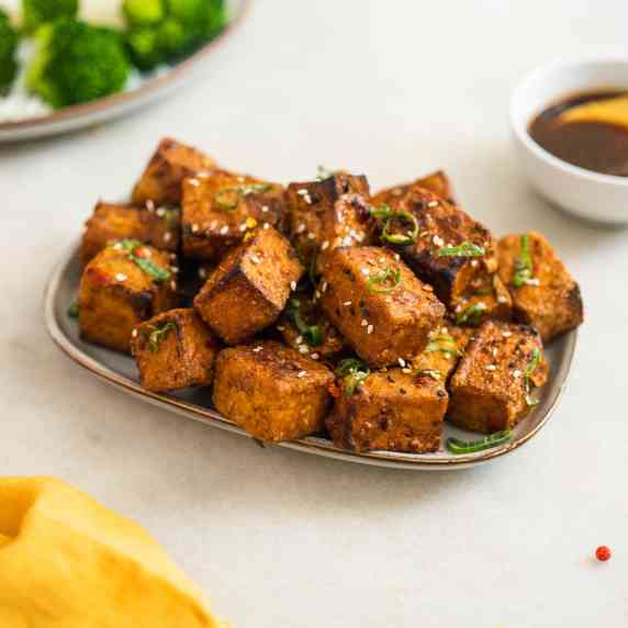 Vegan Crispy Teriyaki Tofu Puffs (Air fried & Baked Methods)