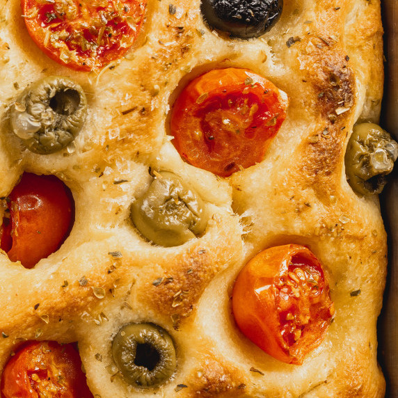 Apulian Flatbread with Tomatoes close-up