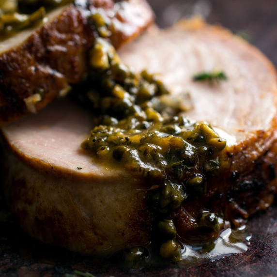Pork Tenderloin Stuffed with Herbs and Capers