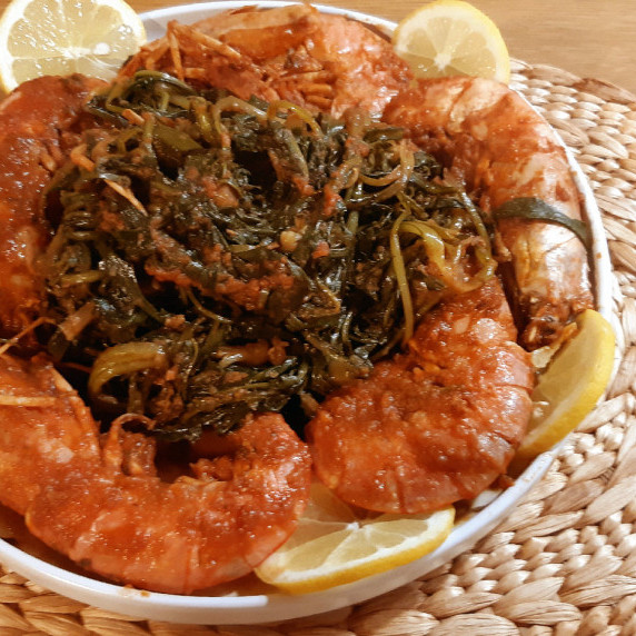 Red Shrimp with Wild Chicory