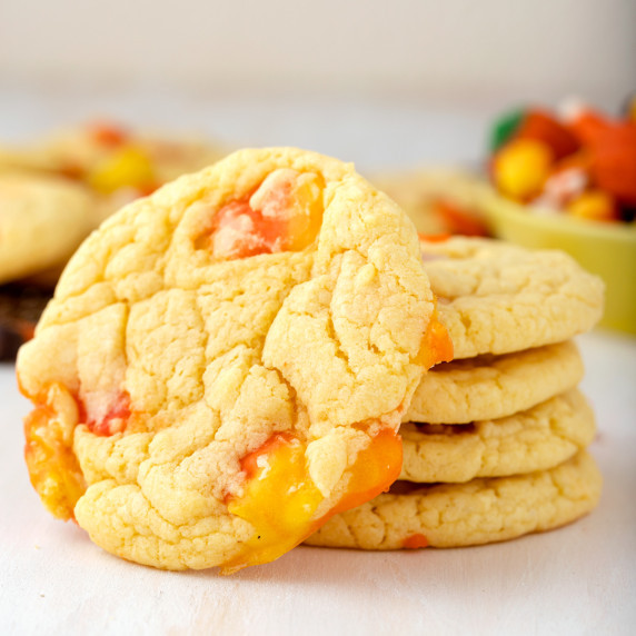 Vanilla cookies with candy corn in them