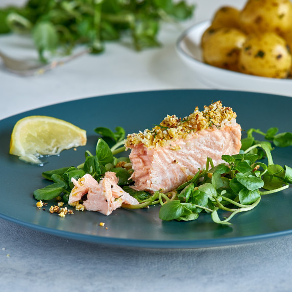 Salmon with mustard and fennel crust