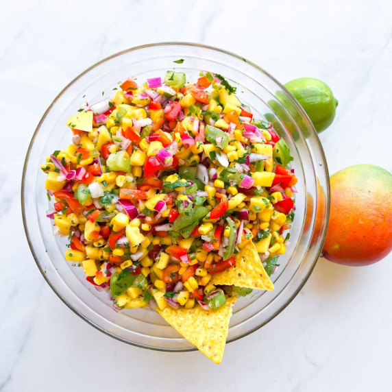 Easy mango corn salsa.