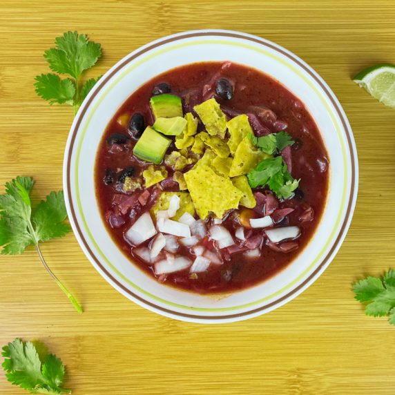 Torilla soup with avacado onions 