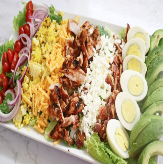Angular Close up of BBQ Chicken Cobb Salad