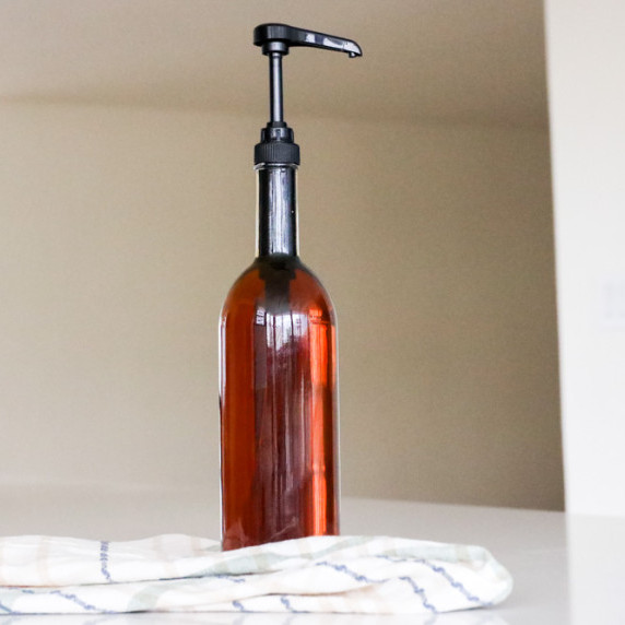 Homemade vanilla simple syrup made with water, cane sugar, and pure vanilla extract