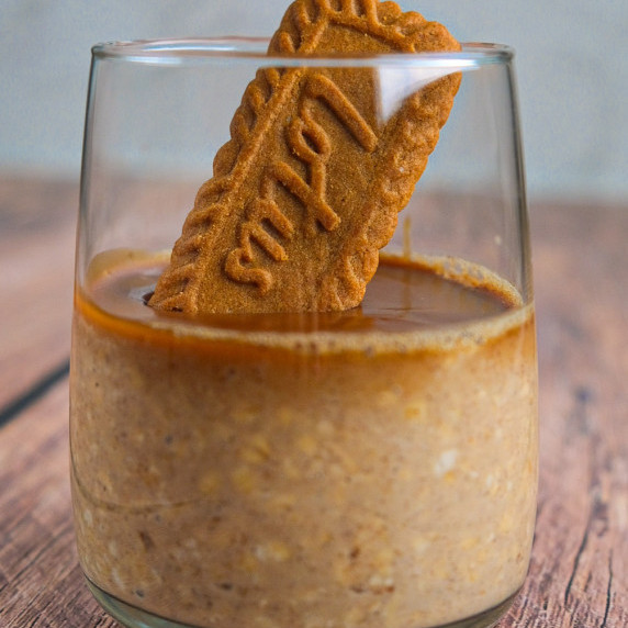 Biscoff oats in a glass