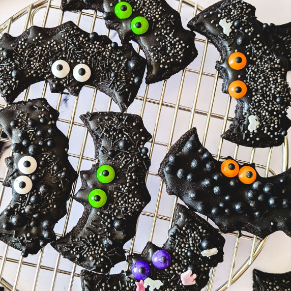 A picture of Black Bat Halloween Sugar Cookies