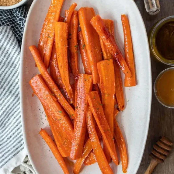 Sliced carrots on a white dish