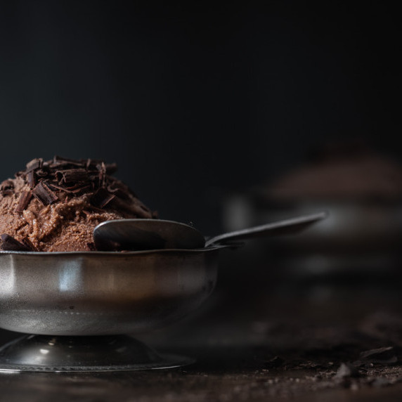 Scoop of chocolate gelato