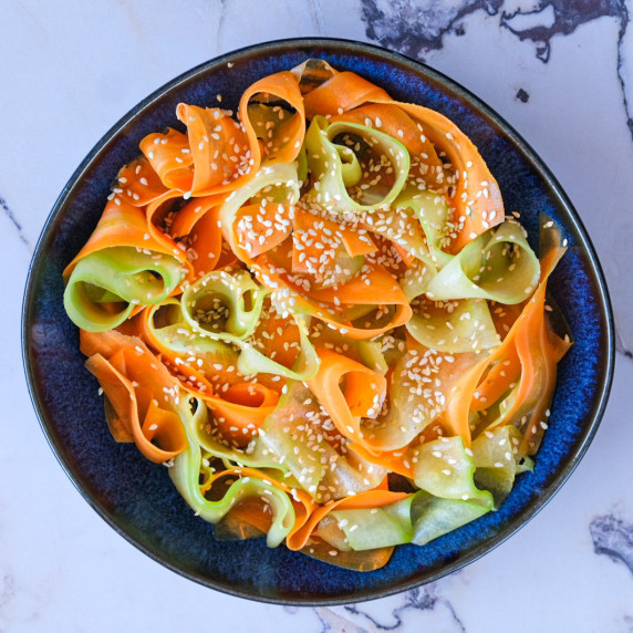 Carrot and cucumber salad on a plate