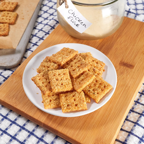 Homemade chicken crackers.