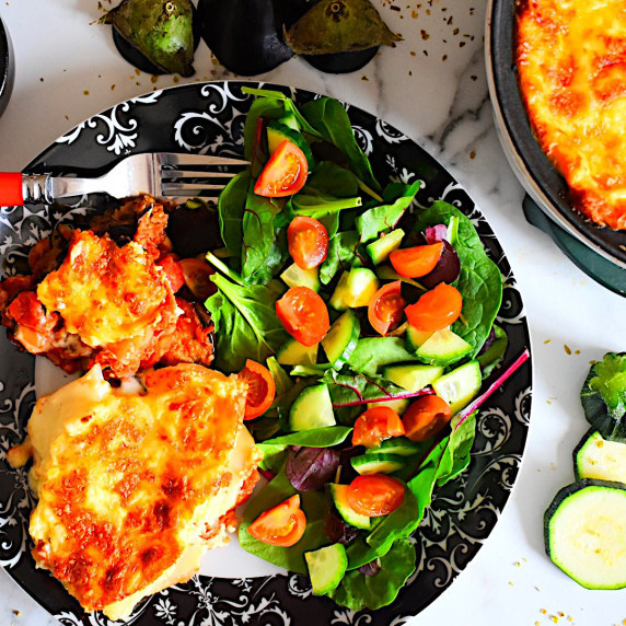 Vegetarian Chickpea Moussaka with Salad