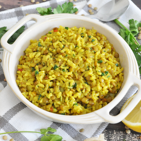 GARLIC Turmeric Rice with Lentils
