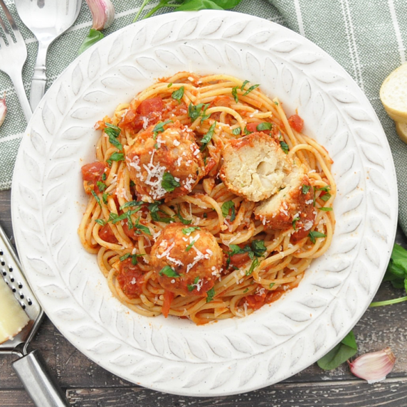 Spaghetti with White Bean “Meatballs”