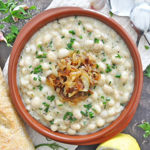 CREAMY Beans with Caramelized Onions