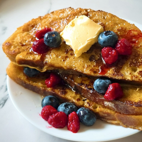 Sourdough French Toast Recipe with fresh berries.